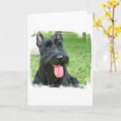 Scottish Terrier Dog Wenskaart Kaart (Gele Bloem)