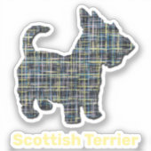 Scottish Terrier Dog Yellow & Black Grid Sticker (Voorkant)