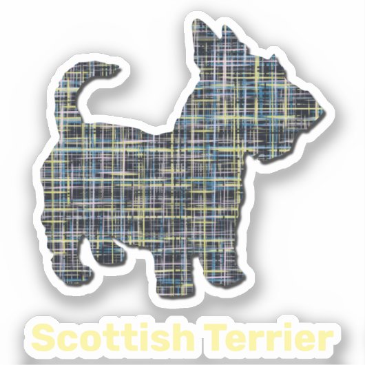 Scottish Terrier Dog Yellow & Black Grid Sticker (Voorkant)