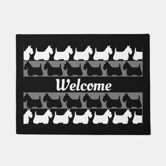 Scottish Terrier dog zwart/grijs/wit, strepen Do Deurmat (Voorkant)