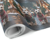 Scottish Terrier Dogs Christmas Snow Holiday Cadeaupapier (Rol Hoek)