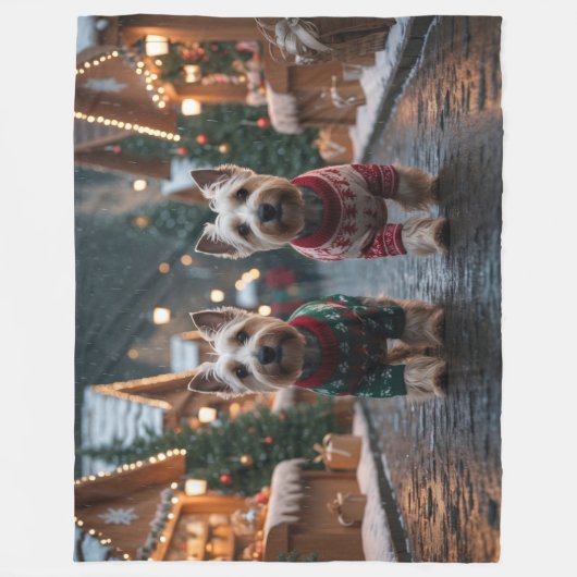 Scottish Terrier Dogs Christmas Snow Holiday Fleece Deken (Voorkant)