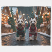 Scottish Terrier Dogs Christmas Snow Holiday Fleece Deken (Voorkant (Horizontaal))