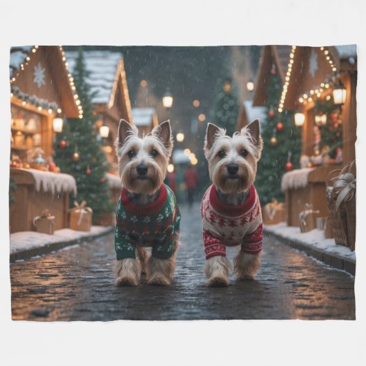 Scottish Terrier Dogs Christmas Snow Holiday Fleece Deken (Voorkant (Horizontaal))
