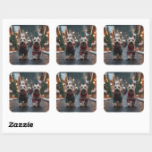 Scottish Terrier Dogs Christmas Snow Holiday Vierkante Sticker (Vel)