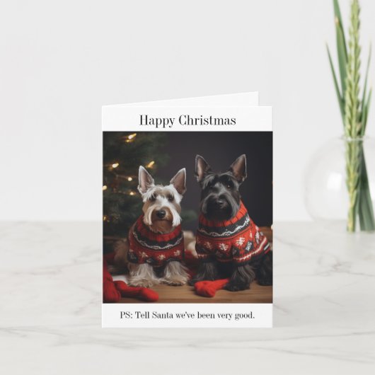 Scottish Terrier Dogs Happy Christmas Kaart (Voorkant)