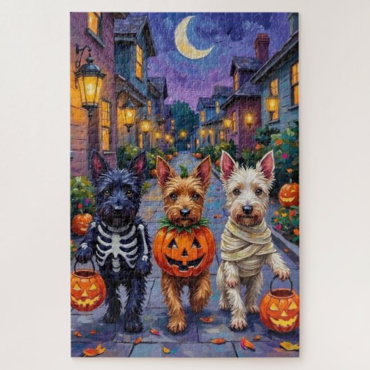 Scottish Terrier Dogs in Halloween Costumes Legpuzzel (Verticaal)