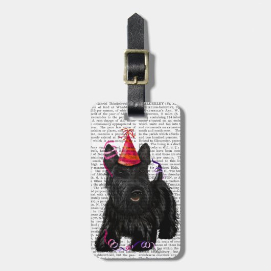 Scottish Terrier en Party Pet Bagagelabel (Voorkant verticaal)