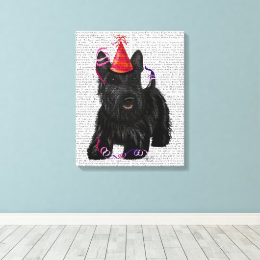 Scottish Terrier en Party Pet Canvas Afdruk (Insitu (Houten vloer))