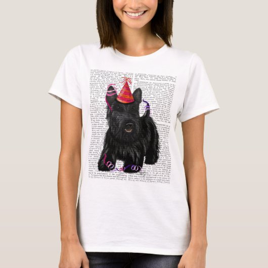 Scottish Terrier en Party Pet T-shirt (Voorkant)