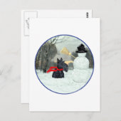 Scottish Terrier en Snowman Briefkaart (Voorkant / Achterkant)