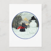 Scottish Terrier en Snowman Briefkaart (Voorkant)