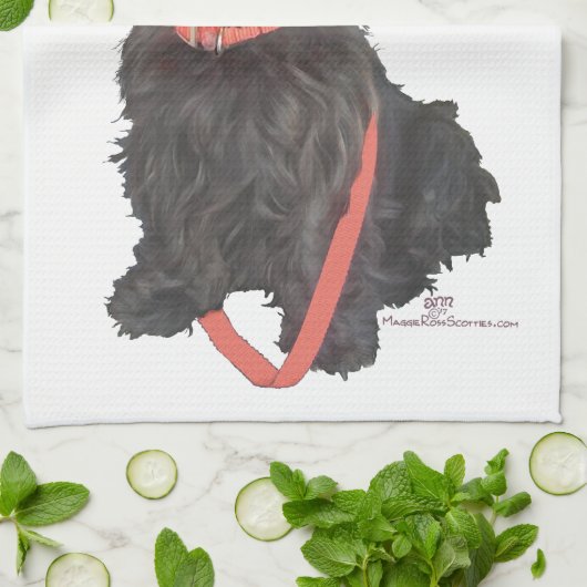 Scottish Terrier Flourish Theedoek (Gevouwen)