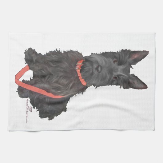 Scottish Terrier Flourish Theedoek (Horizontaal)