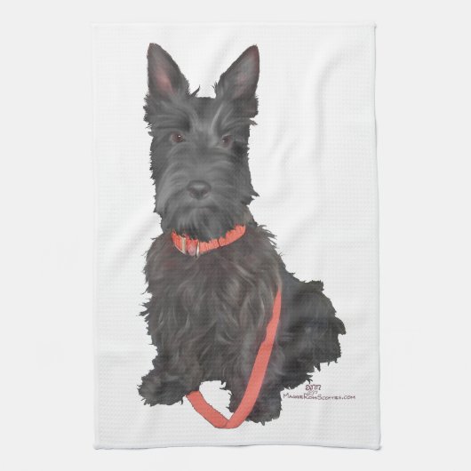 Scottish Terrier Flourish Theedoek (Verticaal)