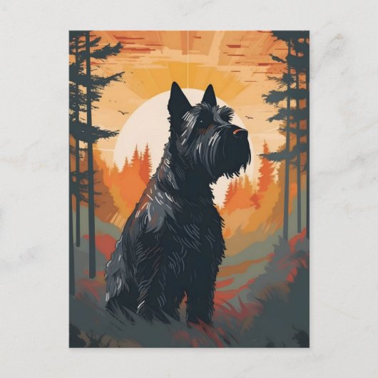 Scottish Terrier Forest zonsondergang Briefkaart (Voorkant)
