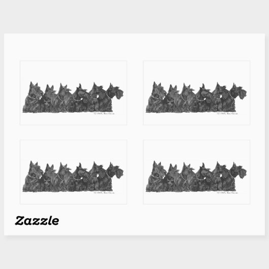 Scottish Terrier Gathering Rechthoekige Sticker (Vel)