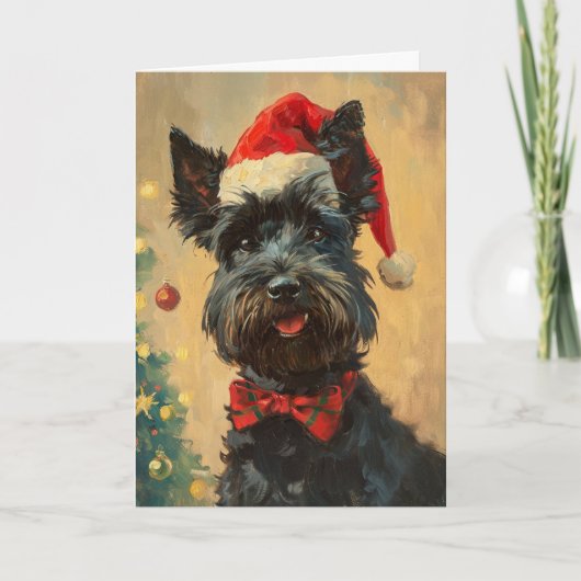 Scottish Terrier  gepersonaliseerde kerst Feestdagen Kaart (Voorkant)