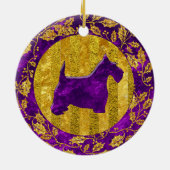 Scottish Terrier Gold Paars Keramisch Ornament (Achterkant)