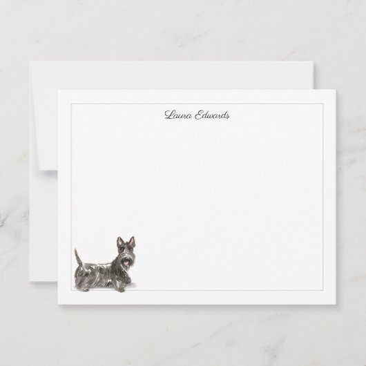 Scottish Terrier Gray Border Personalized Notitiekaartje (Voorkant)
