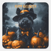 Scottish Terrier Halloween Vierkante Sticker (Voorkant)