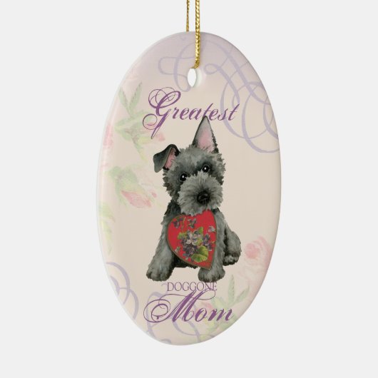 Scottish Terrier Heart Mam Ceramic Ornament (Rechts)