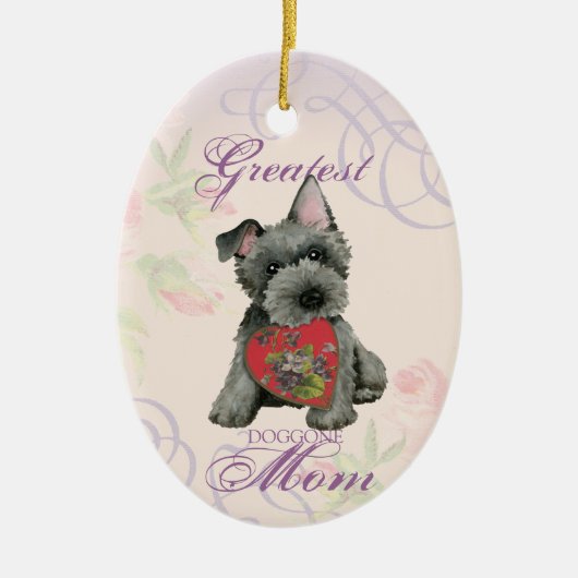 Scottish Terrier Heart Mam Ceramic Ornament (Voorkant)