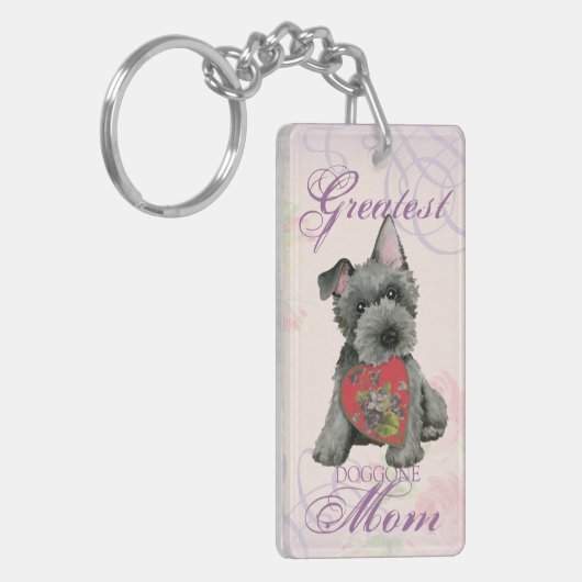 Scottish Terrier Heart Mam Sleutelhanger (Voorkant Links)