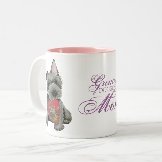 Scottish Terrier Heart Mam Two-Tone Coffee Mok (Voorkant links)