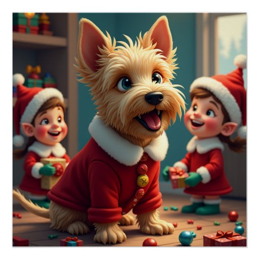 Scottish Terrier Helping Santa’s Elves Christmas Perfect Poster (Voorkant)