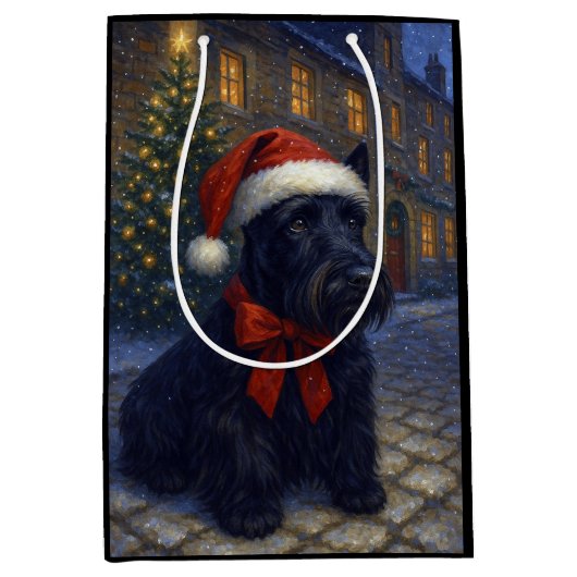 Scottish Terrier Holiday Card Medium Cadeauzakje (Voorkant)