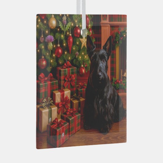 Scottish Terrier Holiday  Glas Ornament (Voorkant Rechts)