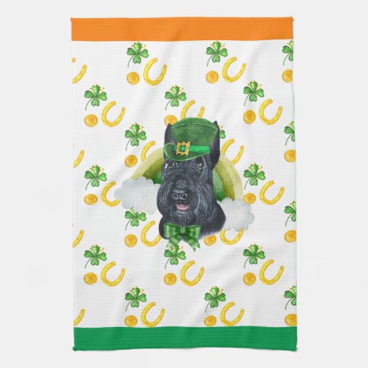 Scottish Terrier Holiday Home Decor St Patrick Day Theedoek (Verticaal)
