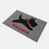 Scottish Terrier Houndstooth Personalize Deurmat (Schuin)