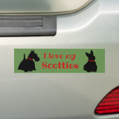 Scottish Terrier, ik hou van mijn Scotties/black Bumpersticker (Op auto)