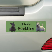 Scottish Terrier, ik hou van, piepende/zwarte Bumpersticker (Op auto)