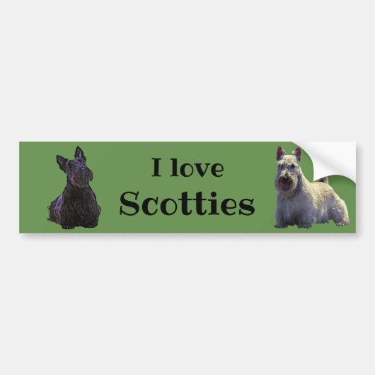 Scottish Terrier, ik hou van, piepende/zwarte Bumpersticker (Voorkant)