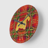 Scottish Terrier in Gold en Pset Ronde Klok (Hoek)