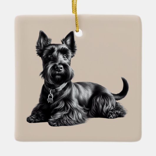 Scottish Terrier in Keramisch Ornament (Voorkant)
