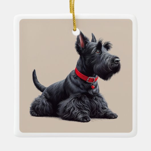 Scottish Terrier in Keramisch Ornament (Voorkant)