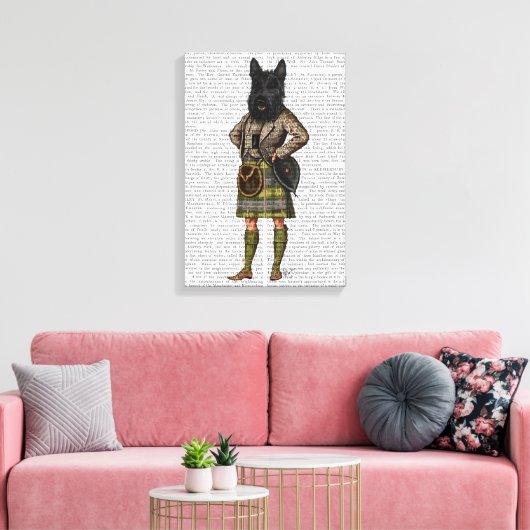Scottish Terrier in Kilt Canvas Afdruk (Insitu (Woonkamer))