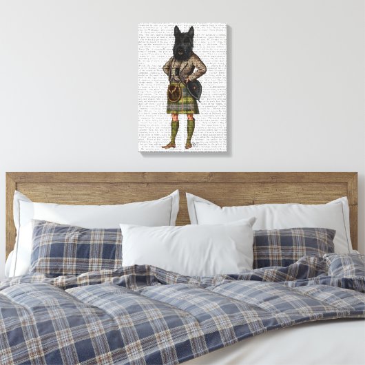Scottish Terrier in Kilt Canvas Afdruk (Insitu (Slaapkamer))