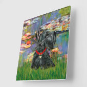 Scottish Terrier in Monet's Lilies Vierkante Klok (Hoek)