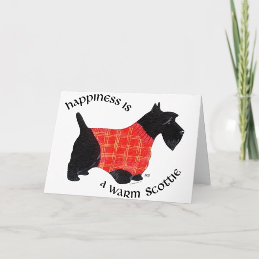 Scottish Terrier in Red Pset Sweater Feestdagen Kaart (Voorkant)