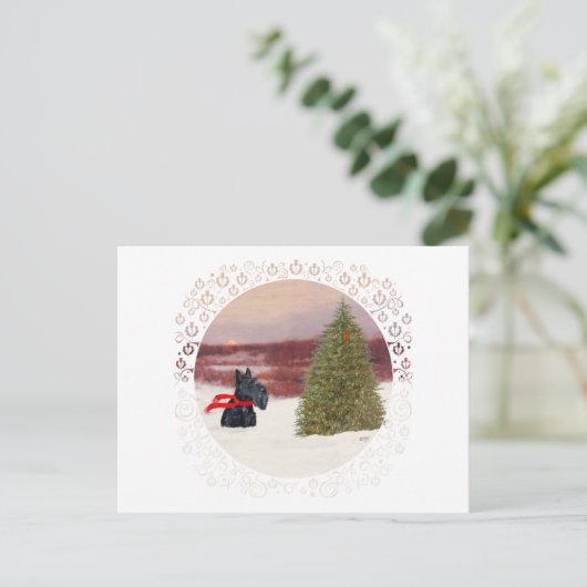 Scottish Terrier in Wintertime Briefkaart (Staand voorkant)