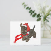 Scottish Terrier is Santa's Helper Feestdagenkaart (Staand voorkant)