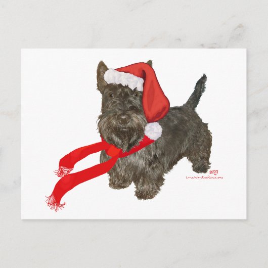 Scottish Terrier is Santa's Helper Feestdagenkaart (Voorkant)