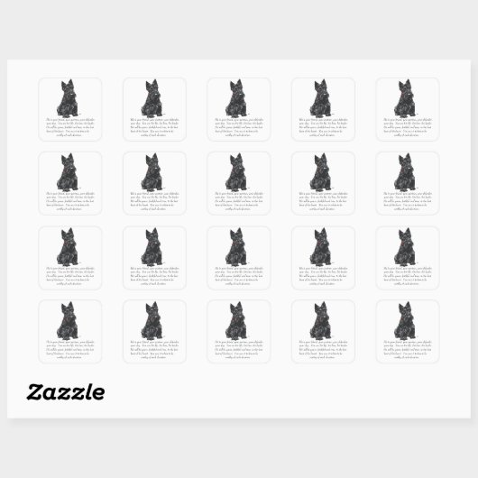 Scottish Terrier Keepomwille Vierkante Sticker (Vel)