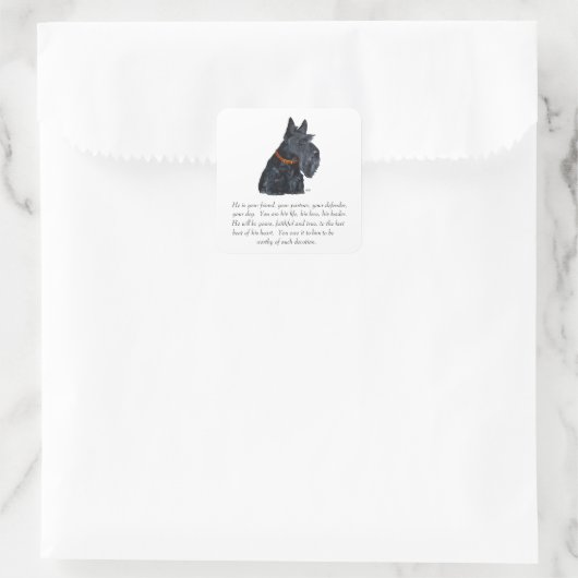 Scottish Terrier Keepomwille Vierkante Sticker (Tas)