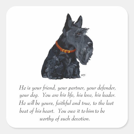 Scottish Terrier Keepomwille Vierkante Sticker (Voorkant)